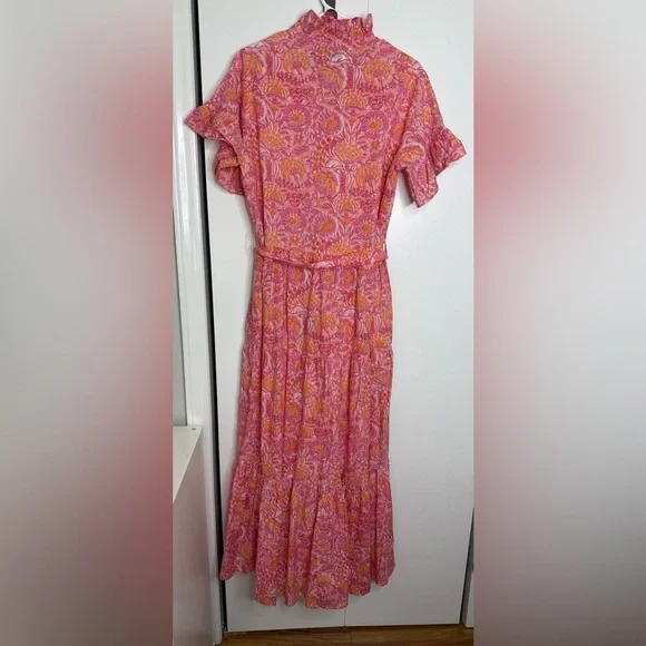 Mille - Victoria Dress in Pink Carnation - Pink/ Orange 100% Cotton - Small - Picture 8 of 11